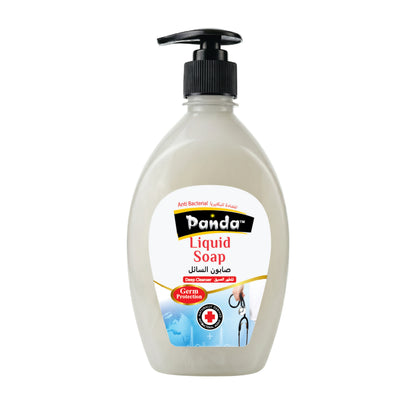 Panda liquid soap bottle with pump on a white background