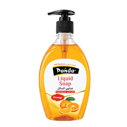 Green bottle of Panda dishwash liquid with a white cap on a white background