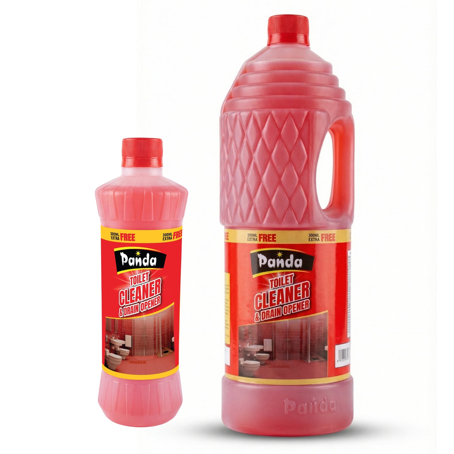 Two bottles of Panda Toilet Cleaner on a white background