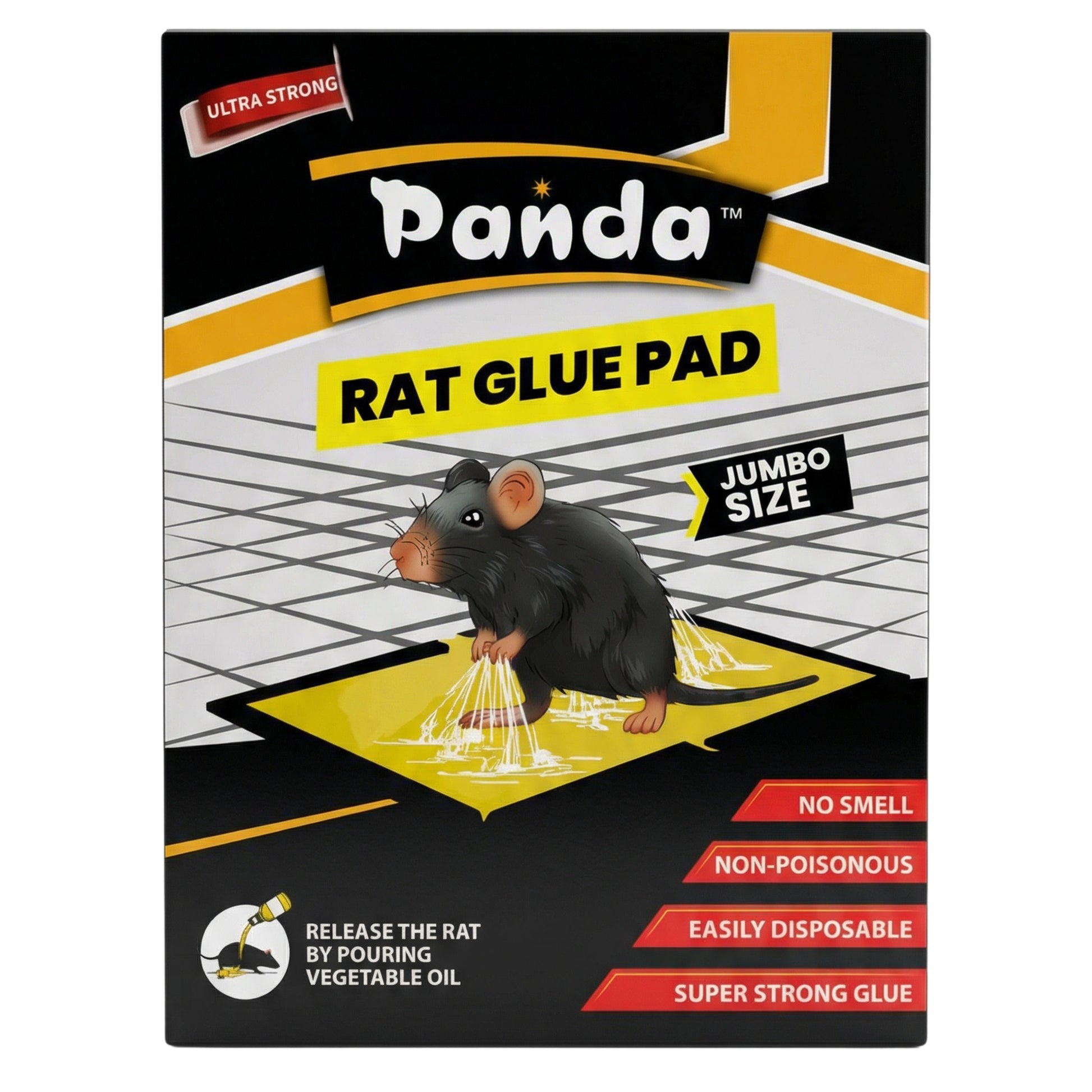 Panda Jumbo Rat Glue Pad Ultra Strong Jumbo Size – Non-Toxic, Odorless & Super Sticky Professional Strength Mouse Trap (Large Size)