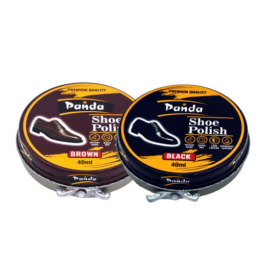 Panda Premium Leather Shoe Polish (40ml) – Black & Brown Instant Shine & Polish